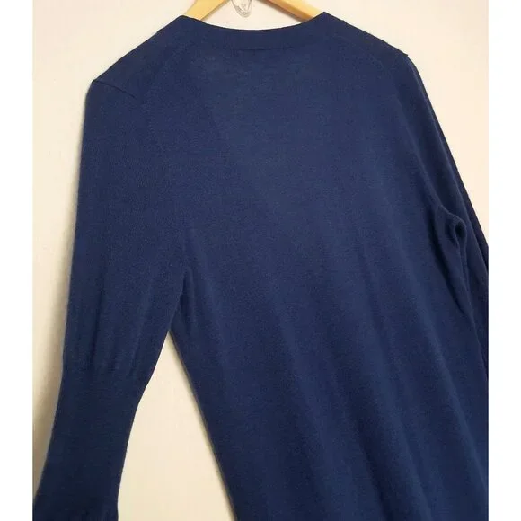Vince 100% Cashmere V Neck Longline Cardigan S Lightweight Blue Button Pockets - Picture 8 of 16